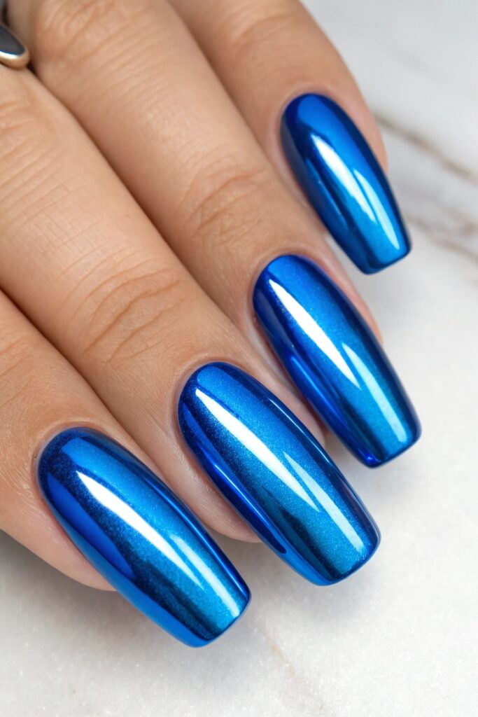 Blue Chrome Nails