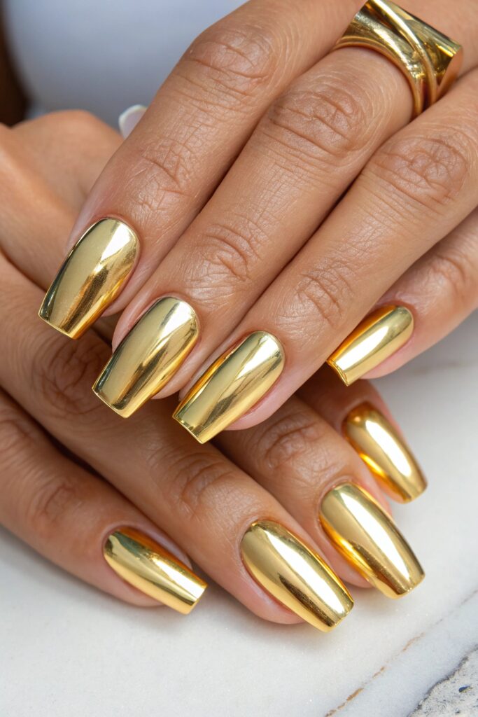 Bold Gold Chrome Nails