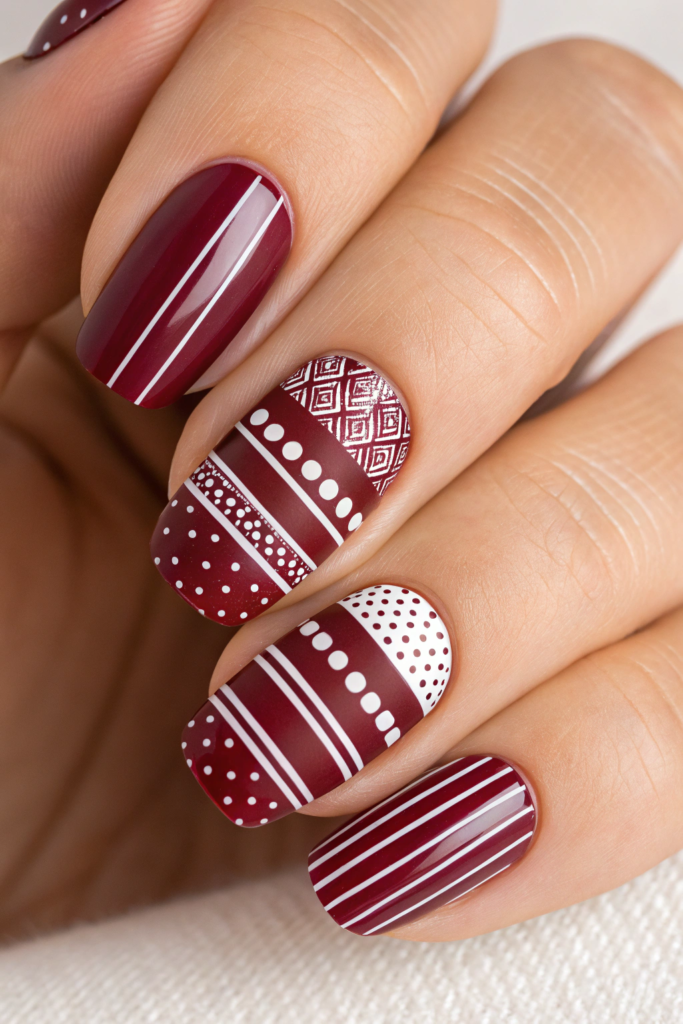 Burgundy Nail Designs with Patterns