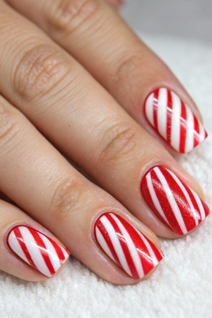 Candy Cane Striped Nails