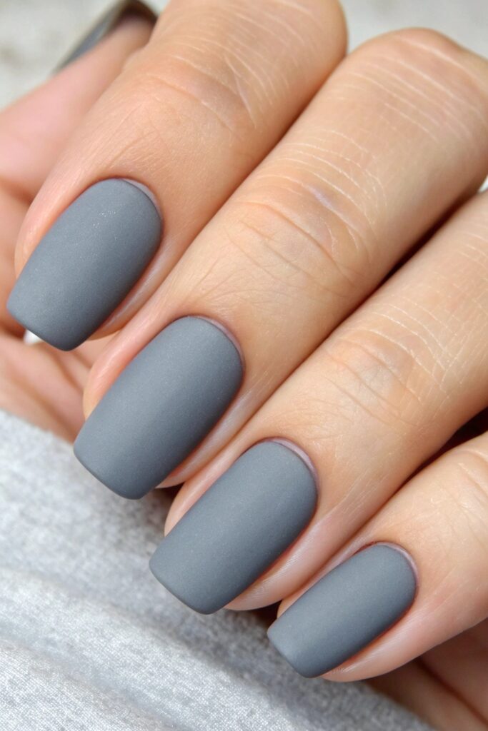Classic Matte Grey Nails