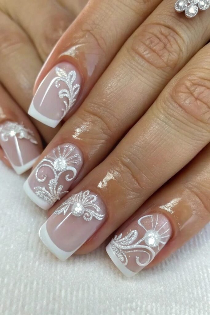 French Nails with 3D Designs