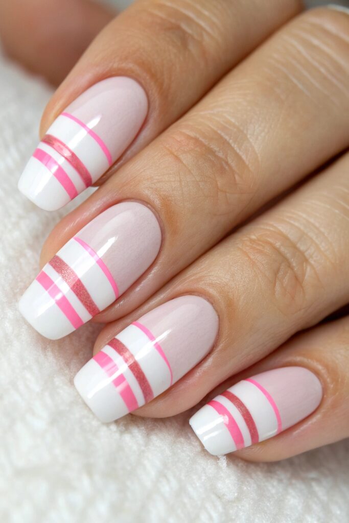 French Nails with Stripes