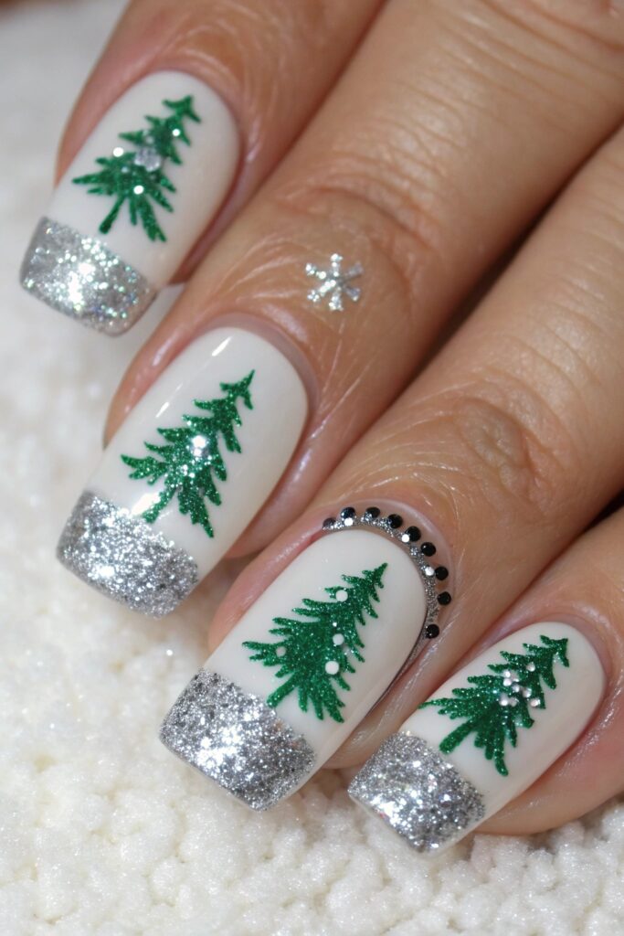 Frosted Winter Trees Nails