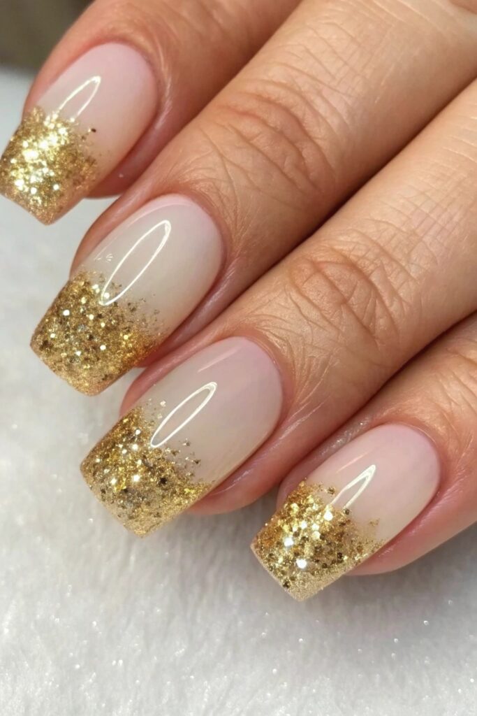 Gold Glitter Ombre Nails
