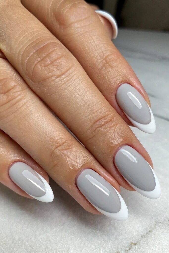 Grey French Tip Nails