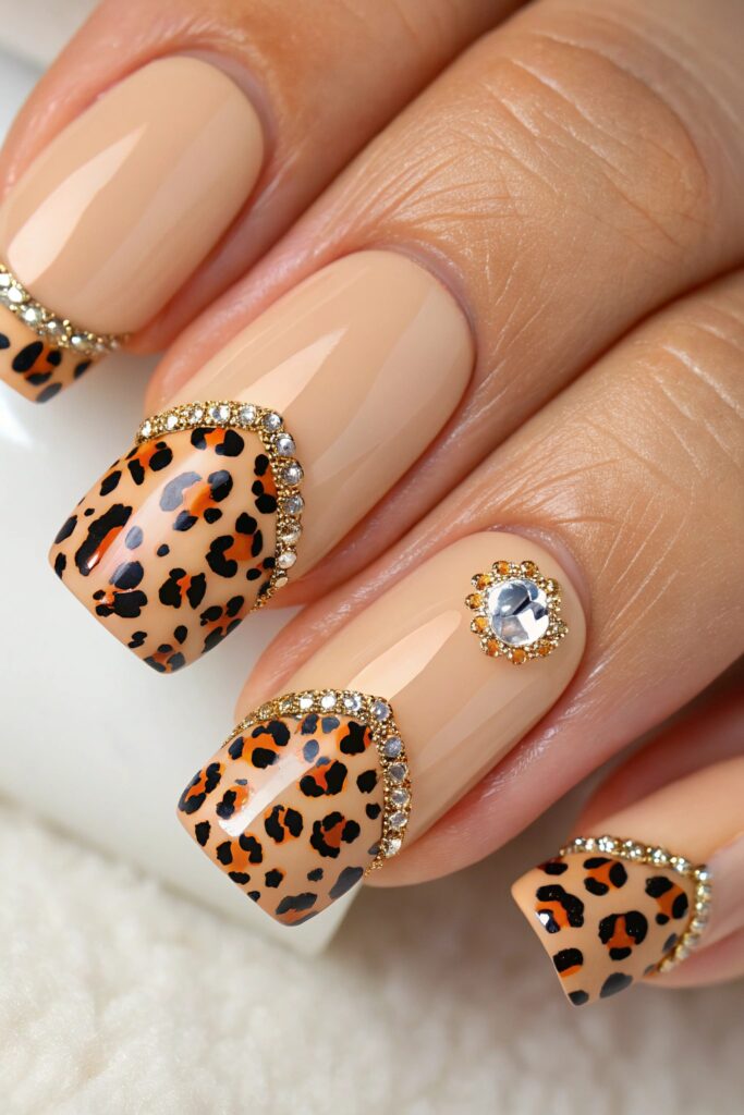 Leopard Print with Rhinestones