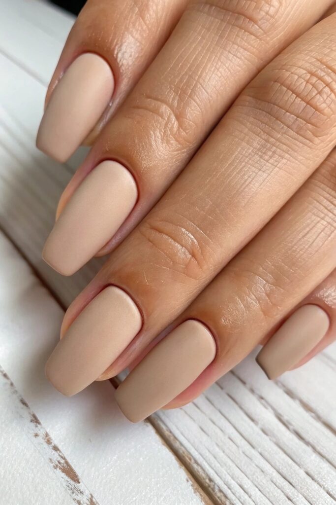 Matte Beige Nails