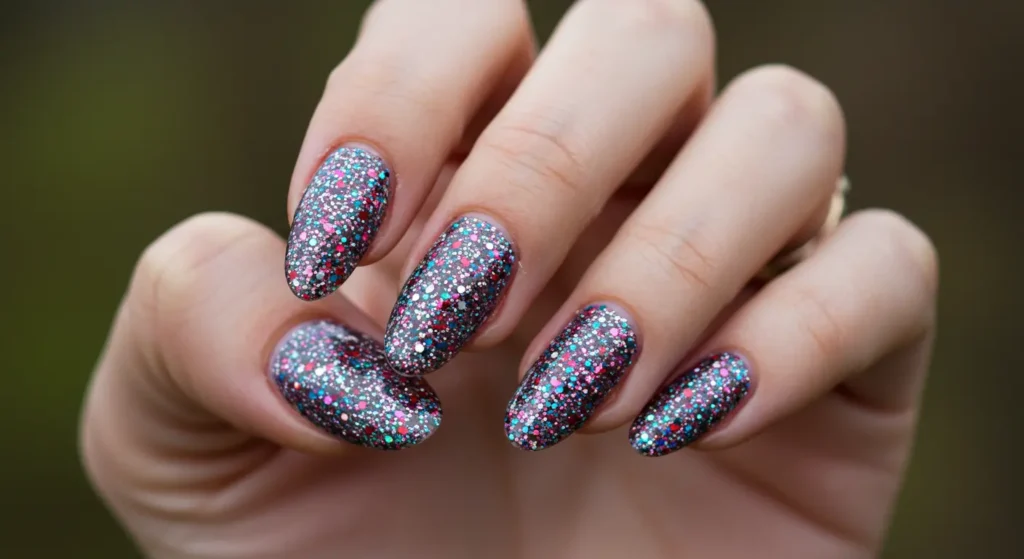 Multicolor Glitter Nail Designs