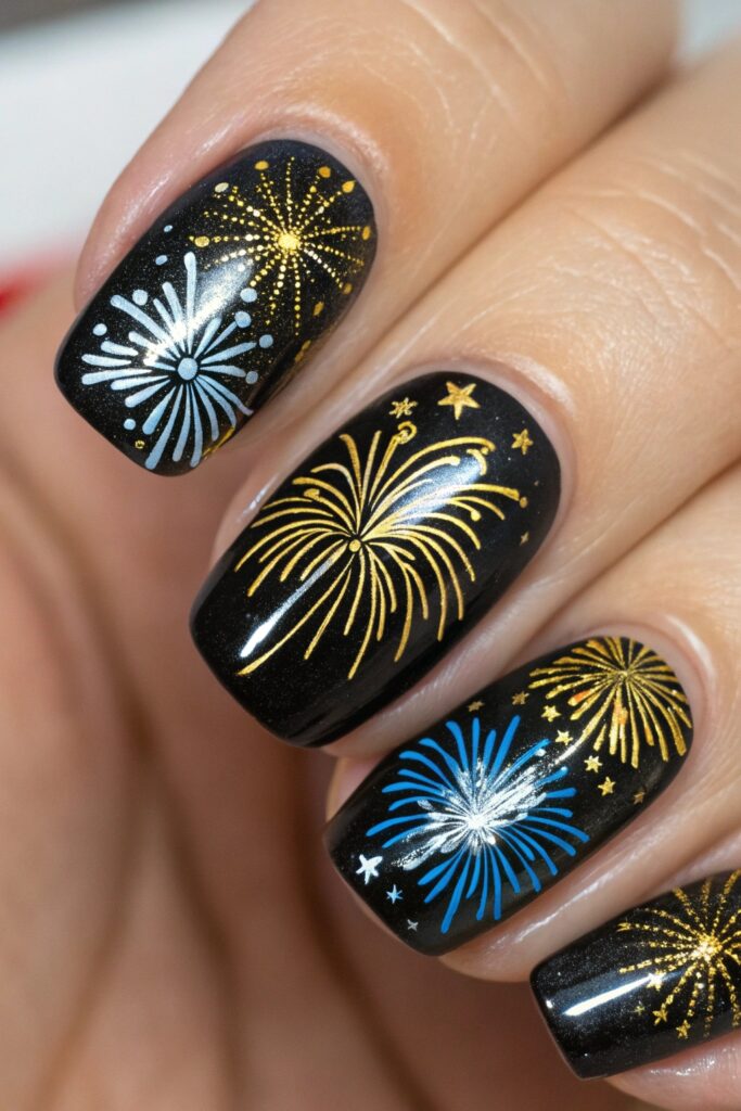 New Year’s Eve Firework Nails