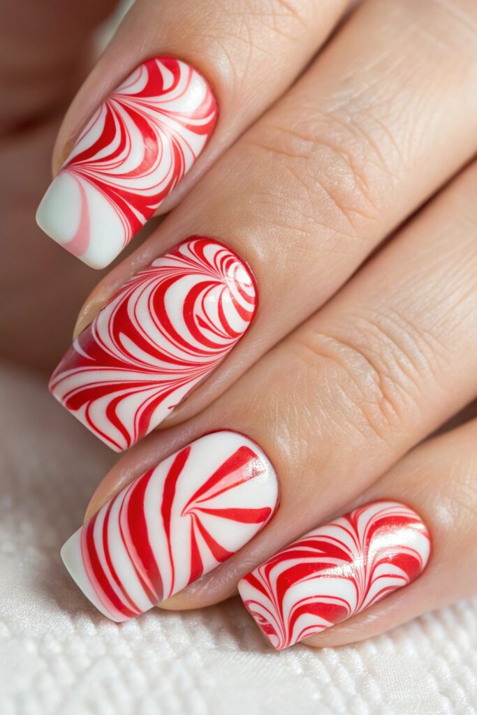 Peppermint Swirl Nails