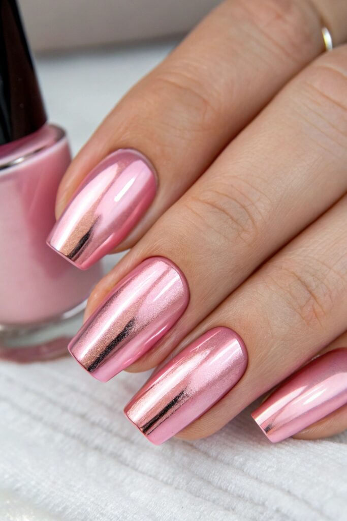 Pink Chrome Nails