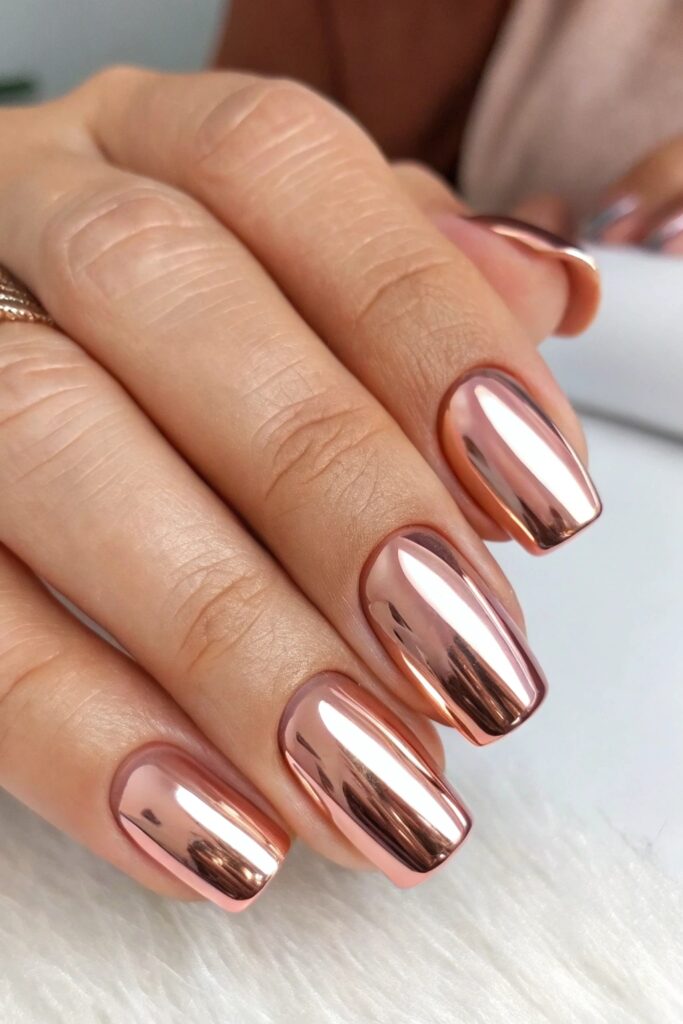 Rose Gold Chrome Nails