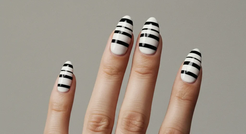 Stripes Almond Nail Designs