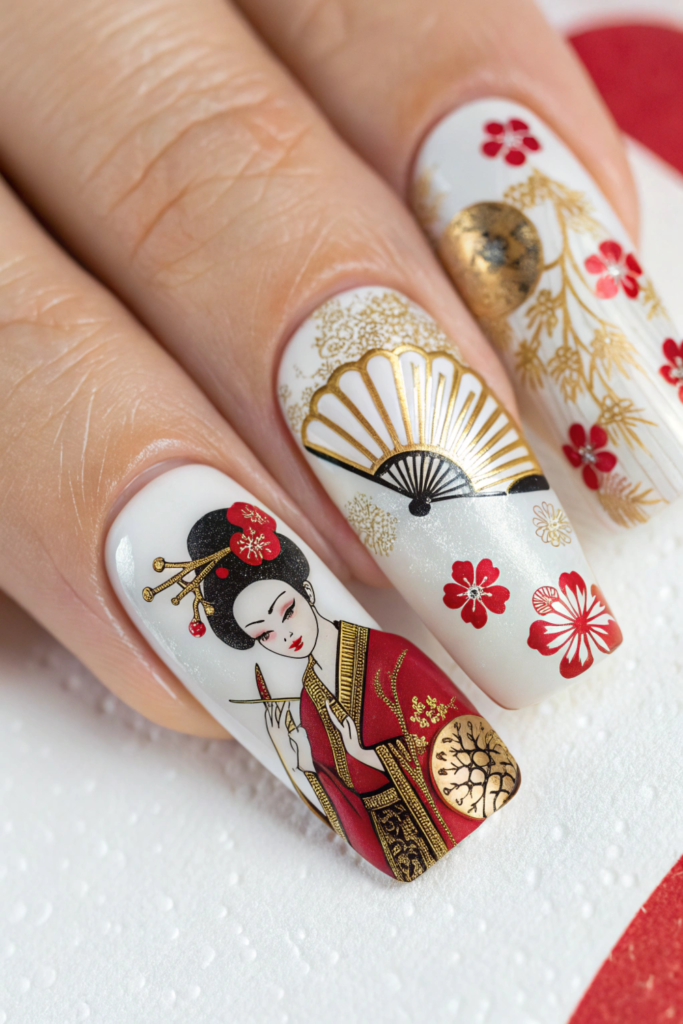 Geisha-Inspired Nails